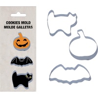 Cortadores de calabaza, murciélago y gato para galletas - 3 unidades