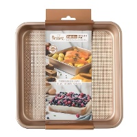 Molde cuadrado de 24,5 x 24,5 x 5,5 cm rosa dorado - Decora