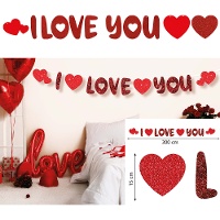 Guirnalda I love you con corazones de 3 m