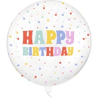 Globo orbz transparente Happy Birthday de 60 cm