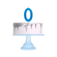 Vela de número 0 azul grande metalizada de 11,5 cm