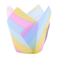 Cápsulas tulipán de papel para muffins de rayas arcoíris - PME - 24 unidades