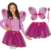 Conjunto de mariposa lila con alas y tutú