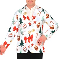 Chaqueta navideña blanca con adornos