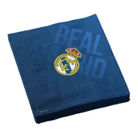 Servilletas de Real Madrid azul de 16,5 x 16,5 cm - 12 unidades