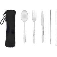 Cubertería de acero inoxidable con funda - 5 piezas
