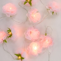 Guirnalda con luces led en forma de flores a pilas - 1,65 m
