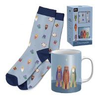 Set regalo de taza y calcetines de Navidad Reyes Magos