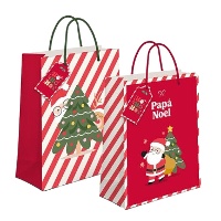 Bolsa regalo de 14 x 11,5 x 6,7 cm de Navidad roja - 1 unidad