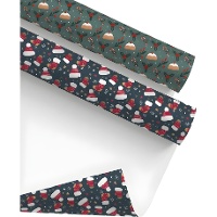 Papel de regalo de gorros y estrellas de 2 x 0,70 m - 1 unidad