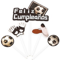 Topper para tarta de Fútbol feliz cumpleaños - 5 unidades