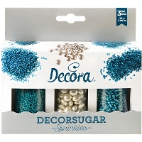 Kit de sprinkles surtidos plata y azul - 85 gr