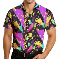 Camisa disfraz años 80 estampada negra