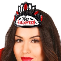 Diadema de corona negra Miss Halloween