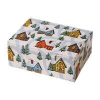 Caja para dulces de paisaje navideño de 18 x 13,5 x 7,5 cm