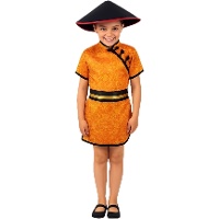 Disfraz de chino rojo y amarillo para niña