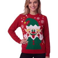 Jersey de Navidad de elfo navideño para mujer