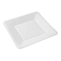 Platos de 18 cm de cartón blanco cuadrados - 12 unidades