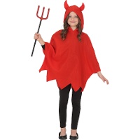 Poncho diabólico con capucha infantil