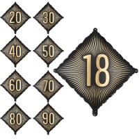 Globo de Happy Birthday rombo co número de 46 cm - 1 unidad