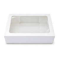Caja de 20,2 x 15,7 x 6 cm para galletas blanca con ventana