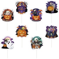 Picks para cupcakes de halloween surtidos de 6 x 9 cm - Dekora - 48 unidades