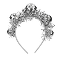 Diadema Disco plateada de 17,5 cm