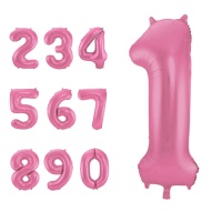 Globo de número rosa mate de 86 cm - Folat