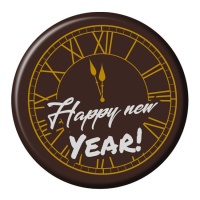 Letrero de chocolate negro Happy New Year con reloj de 5 cm - Dekora - 45 unidades