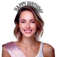 Diadema de Happy Birthday con brillantes