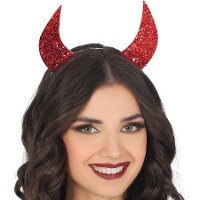 Diadema de cuernos rojo brillantes