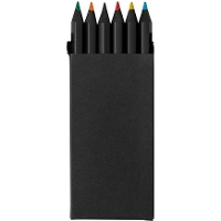 Lápices de colores en caja negra - 6 unidades