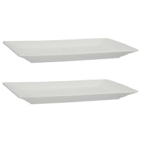 Plato de 37 x 27 cm blanco rectangular - Vessia - 2 unidades