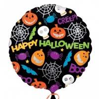 Globo redondo con figuras y mensaje de Happy Halloween de 46 cm - Anagram