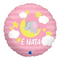 Globo redondo Elephant Baby Girl E’ nata de 46 cm - Grabo