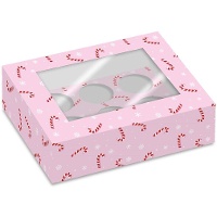 Caja para 6 cupcakes de bastón de caramelo - 2 unidades