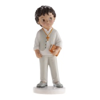 Figura para tarta de Mi primera comunión niño con biblia - 16,6 cm