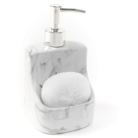 Dispensador de jabón con estropajo mármol de 7 x 6 x 17 cm - DCasa