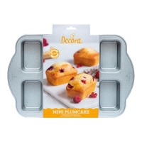 Molde de mini plum cake de acero de 38,6 x 25 x 4 cm - Decora - 8 cavidades