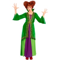 Disfraz de bruja de Salem verde para mujer