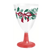 Copa de 220 ml de muérdago con lazo rojo vino o agua - 3 unidades