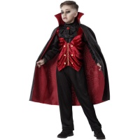 Disfraz de conde Drácula rojo y negro para niño