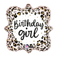 Globo de Birthday Girl de animal print rosa de 35 cm - Grabo