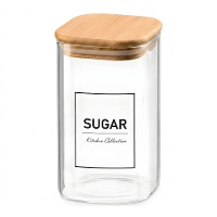 Tarro de 1,2 L de borosilicato con tapa de bambú Sugar