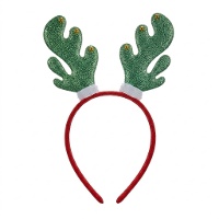 Diadema de reno con cuernos verdes