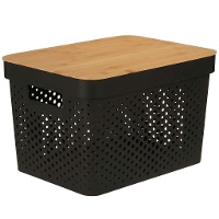 Caja de 36 x 26 x 22 cm perforada con tapa de bambú - 1 unidad