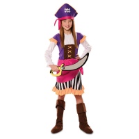Disfraz de pirata aventurera morado para niña