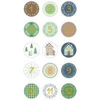 Pegatinas de número para calendario de adviento redondas - 60 unidades