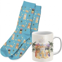 Set regalo de taza y calcetines de Navidad Reyes Magos