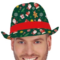 Sombrero de gángster navideño verde